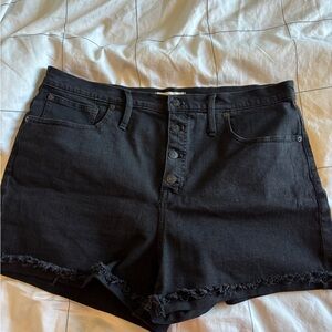 Madewell Black Denim Cutoff Shorts with Button-Fly